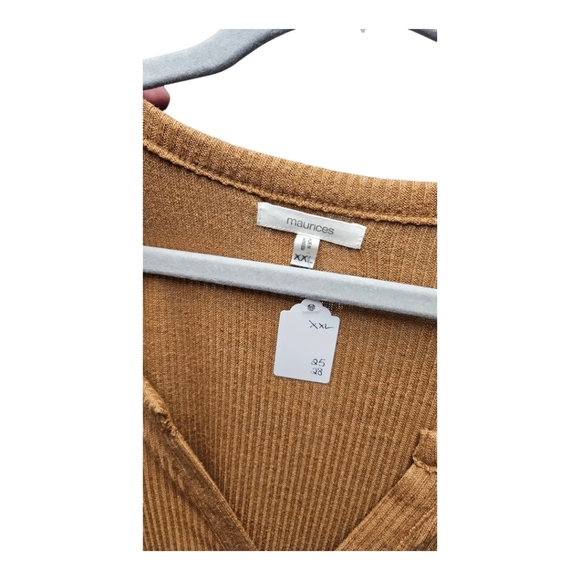Maurices Tan V-Neck Knit Top - Picture 2 of 3